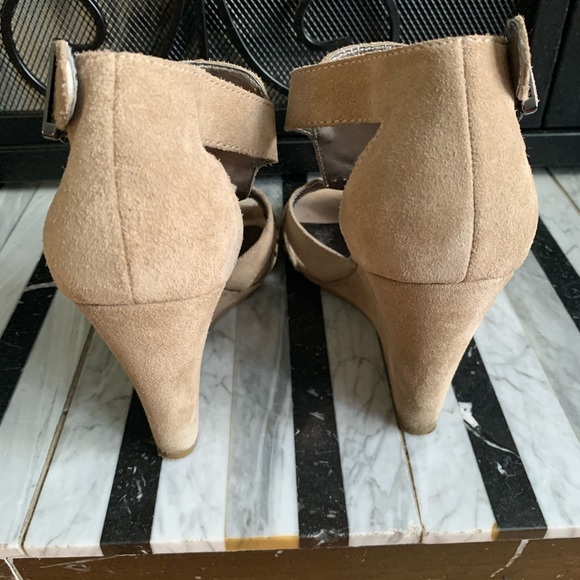 Vince Camuto Taupe Suede Wedges - Picture 3 of 6